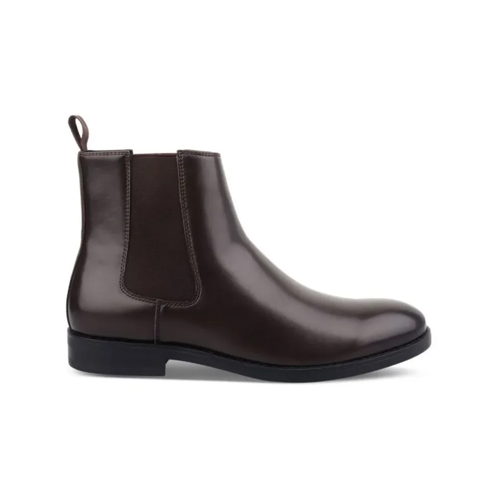 ALFANI Mens Brown Heel Pull-Tab Luka 2 Round Toe Block Heel Chelsea Boot 11 M